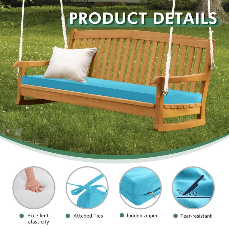 Summsun Outdoor Bench Cushion: Waterproof and Fade Resistant Patio Furniture Cushions - Non-Slip Bench Pad Cushion with Removable Cover for Garden Swing Porch Sofa Settee  48 x 18 x 3 Inch  Teal - Image 4
